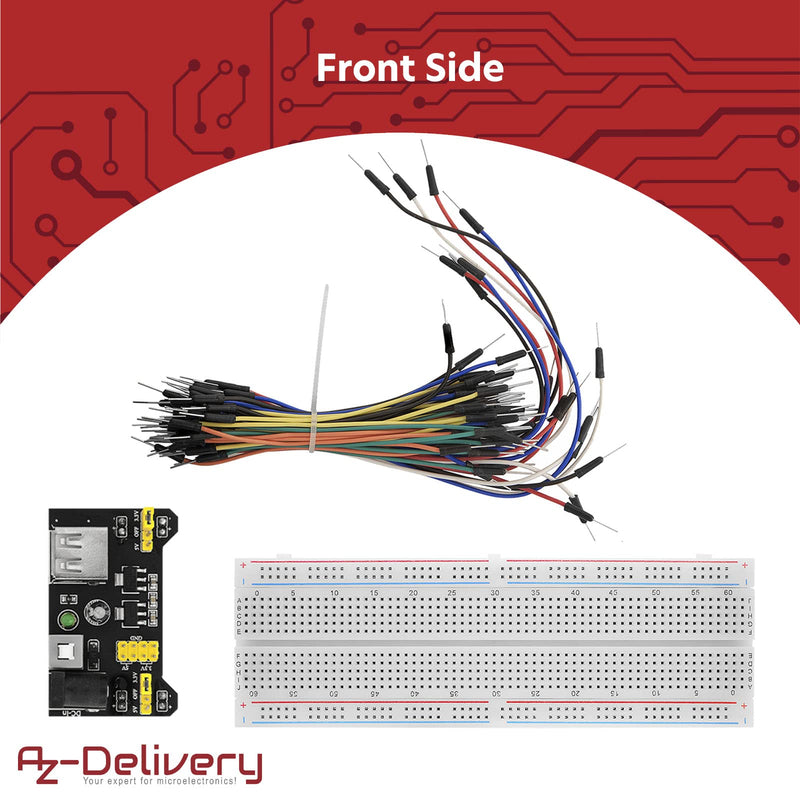  [AUSTRALIA] - AZDelivery 3 x MB 102 Breadboard Kit - 830 Breadboard, power supply adapter 3.3V 5V, 65pcs jumpers compatible with Arduino including ebook!
