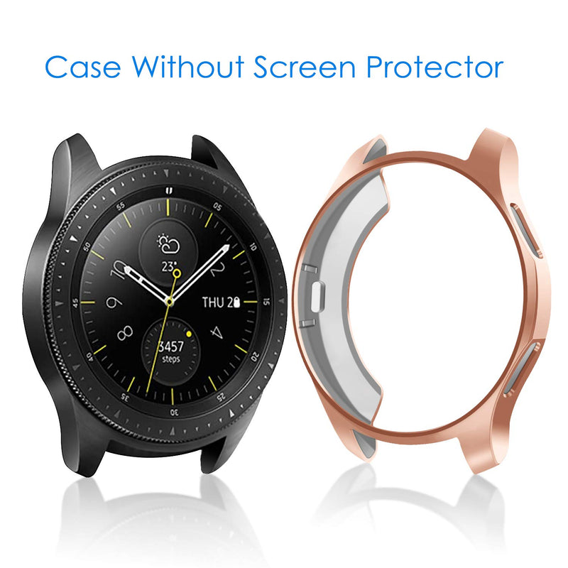 3 Pack - Fintie Case Compatible with Samsung Galaxy Watch 42mm, Premium Soft TPU Slim Plated Case Protective Bumper Shell Cover Compatible with Galaxy Watch 42mm SM-R810, Black,Rose Gold, Clear Black, Rose Gold, Clear - LeoForward Australia
