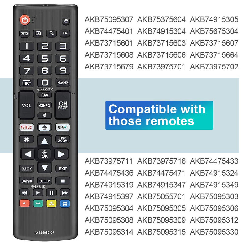 Gvirtue AKB75095307 Universal Remote Control Compatible for All LG TV Remote All LG LED OLED LCD UHD HDTV Plasma Magic Webos 3D 4K UHD HDR NanoCell Smart TV Models - LeoForward Australia