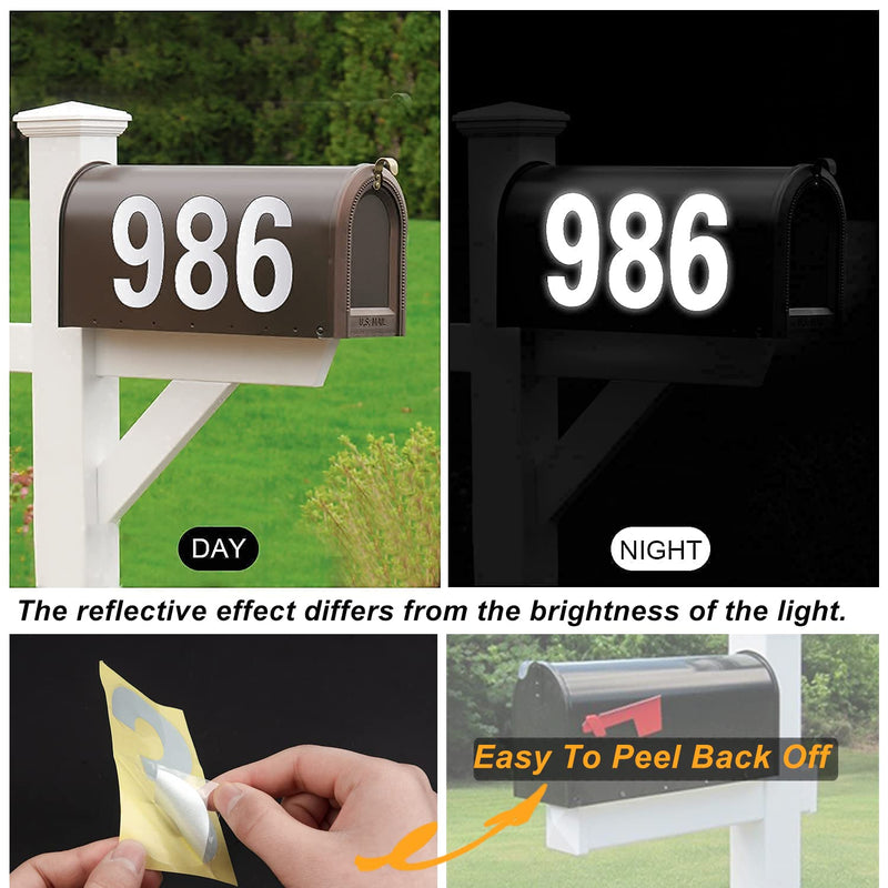  [AUSTRALIA] - Reflective Mailbox Numbers for Outside - 30 Pcs Waterproof Mailbox Numbers Stickers, Large 3 Inch Self Adhesive 0-9 Vinyl Number for Mailbox, Door, Garbage Bins, Address Number (White)