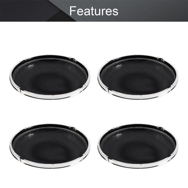  [AUSTRALIA] - Fielect 4Pcs 5.5 inch Speaker Grill Cover Metal Mesh Speaker Covers Subwoofer Grill Guard Protector Audio Accessories Black Grill Silver Trim 5.5"