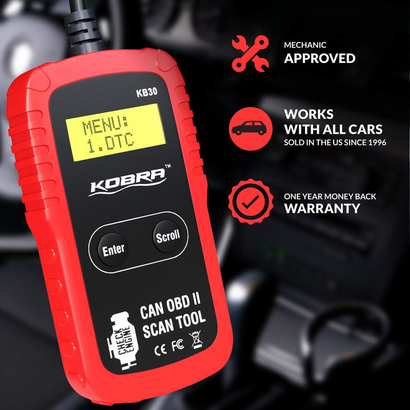 Kobra Newest Version OBD2 Scanner Car Code Reader - Universal Auto OBD Car Diagnostic Tools for All Cars, Automotive Check Engine Readers with Reset (Red and Black) Compact - LeoForward Australia