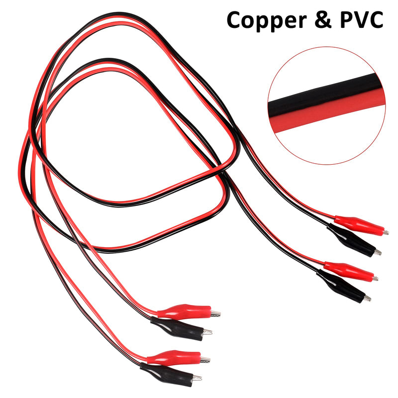  [AUSTRALIA] - 4 Groups 1M Alligator Clips Electrical, Insulated Test Leads with Alligator Clips, Stamping Double-ended Jumper Wires for Electrical Testing, Circuit Connection, Experiment (Red & Black)