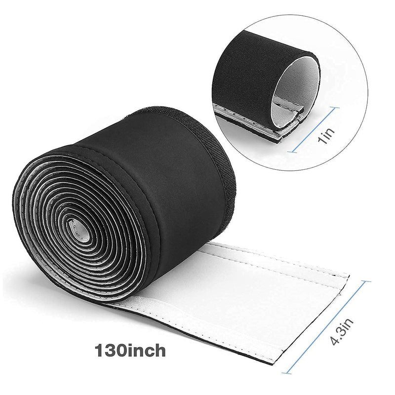  [AUSTRALIA] - JOTO 130" Large Cuttable Cable Management Sleeve Bundle with [4 Pack] Black Cable Management Sleeve with 10 Pieces Cable Tie