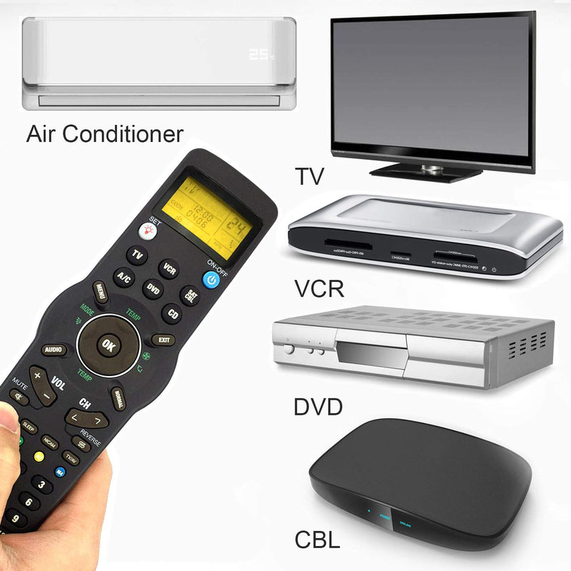  [AUSTRALIA] - CHUNGHOP Universal IR Learning Remote Control for Smart TV SAT DVD CBL CD VCR Air Conditioner 6 in 1 RM-991Multifunctional Controller with LCD Display Screen 6-Device with LCD Screen