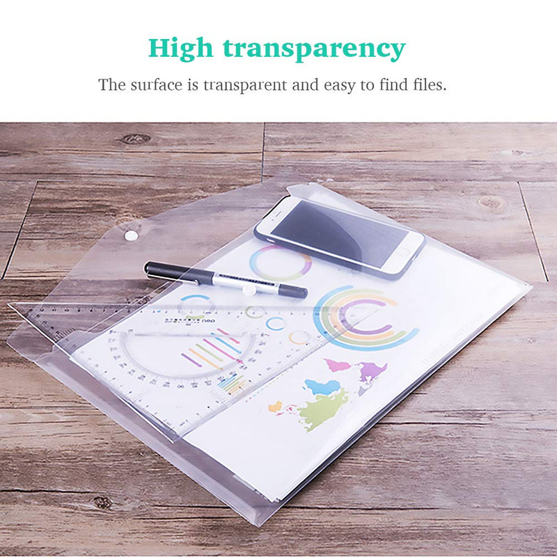  [AUSTRALIA] - Clear Document Folders Transparent Filing Envelopes Waterproof Plastic Envelopes File Holder Filing Document Poly Envelope with Snap Button Closure for A4 Letter Paper Size (White/5 Pcs ) 5