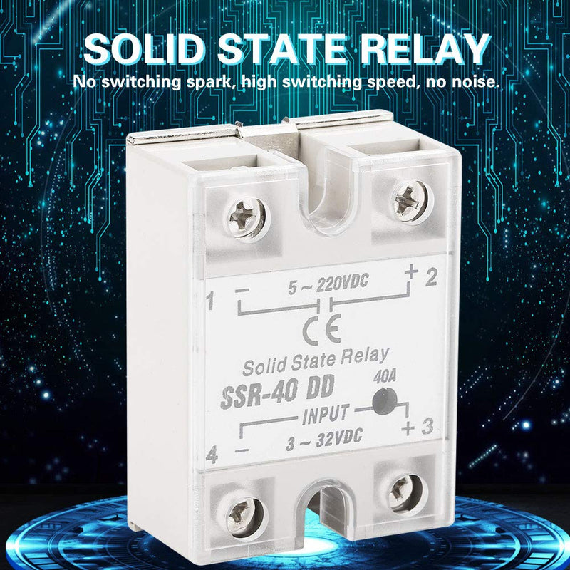  [AUSTRALIA] - SSR-40DD Solid State Relay DC to DC (Input 3-32V DC Output 5-220V DC), SSR Solid State Relay SSR-40 DD, 40A 50-60Hz