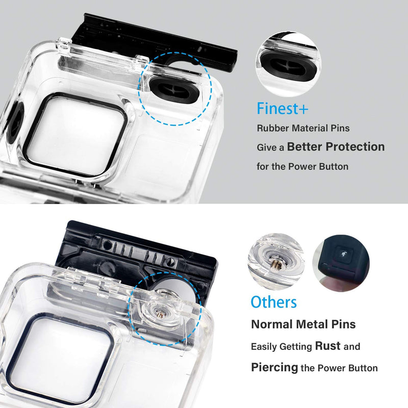  [AUSTRALIA] - FINEST+ 60m Waterproof Housing Case for GoPro Hero 8 Black Diving Protective Housing Shell with Bracket Accessories for Go Pro Hero8 Action Came Rubber Material Pins Protect The Power Botton
