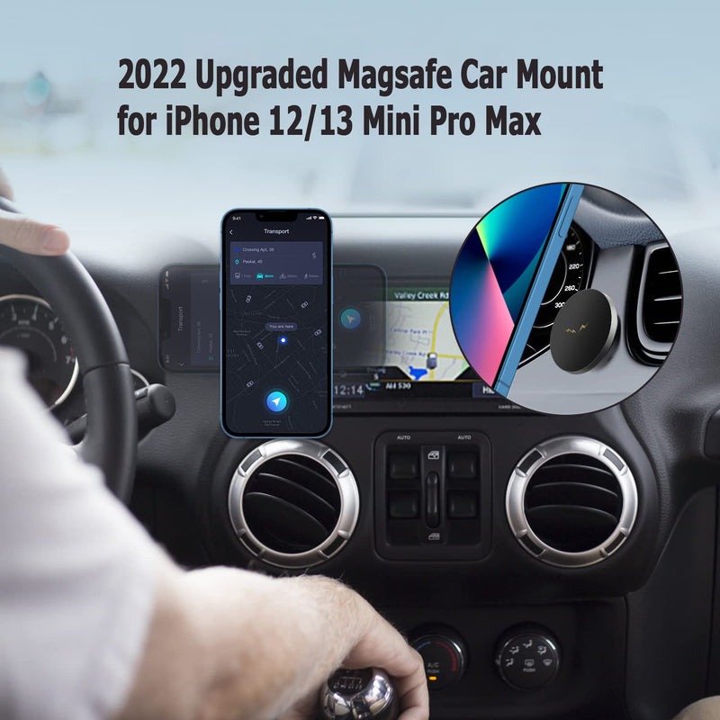  [AUSTRALIA] - OUTXE Magnetic Dashboard Car Mount Compatible with Magsafe iPhone 14 13 12 Mini Pro Max, Strong Cell Phone Wall Holder Automobile Cradles Dash Carmount -Black Black