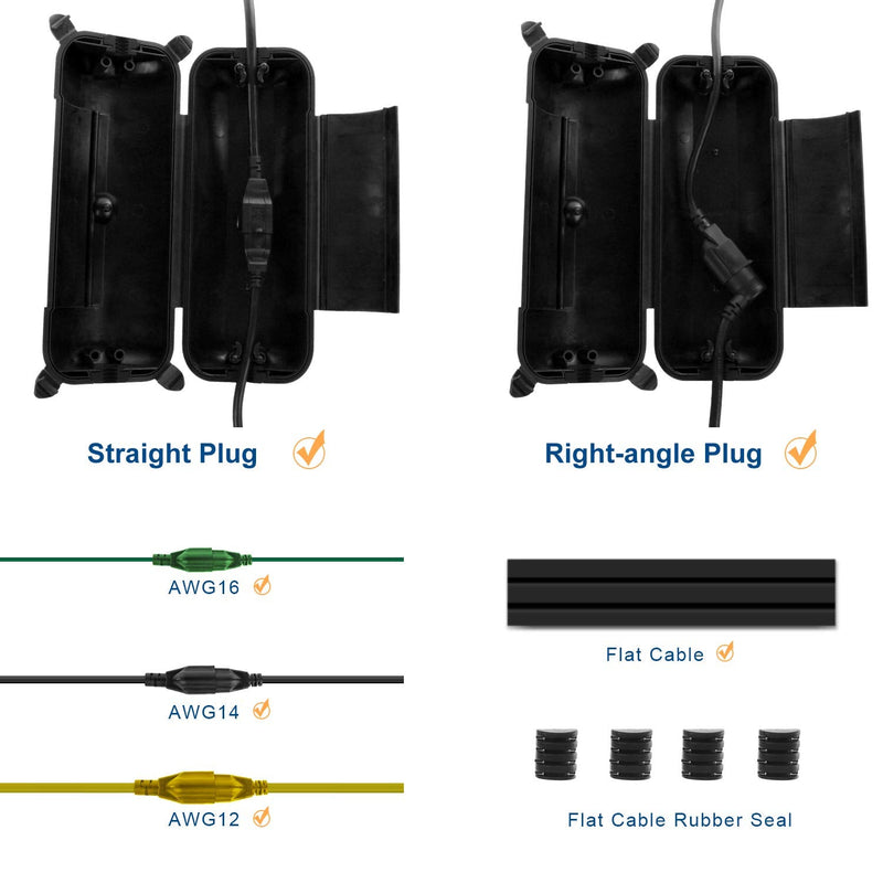  [AUSTRALIA] - RESTMO Outdoor IP44 Waterproof Connection Box, Weatherproof Electrical Extension Cord Cover, Safety Seal Enclosure to Protect Holiday Decorations, LED Strip Light, Power Tool, Fountain, Black 1 Pack