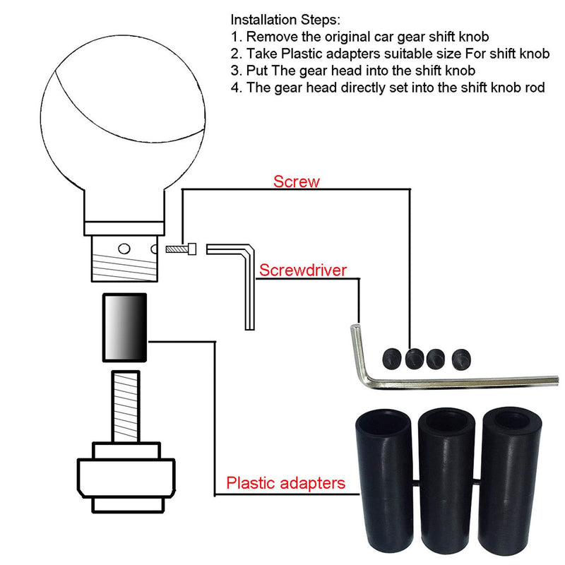  [AUSTRALIA] - Abfer Gear Shifter Stick Personal Shifting Head Shift Knob Fit Car Manual Automatic Transmission (Black) Black