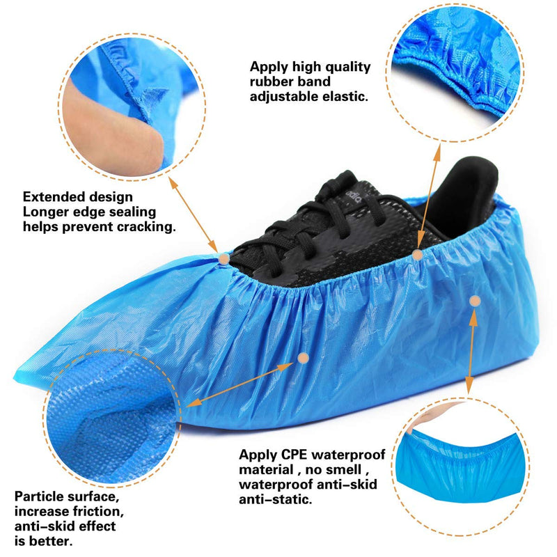  [AUSTRALIA] - 200 Pack (100 Pairs) Shoe Covers Disposable - Shoe Covers & Disposable Boot Waterproof Slip Resistant Shoe Booties (Large Size - Fit US Men's 11 & US Women’s 12.5) Blue-200pcs