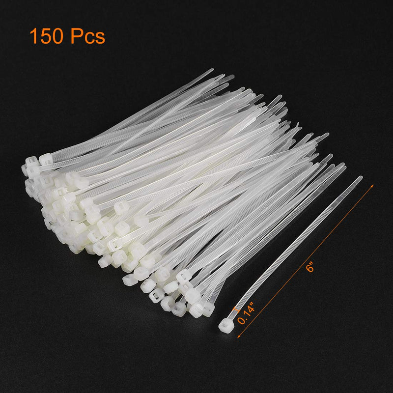  [AUSTRALIA] - uxcell Nylon Cable Ties 6 Inch Length 0.14 Inch Width Self-Locking Zip Tie White 150pcs