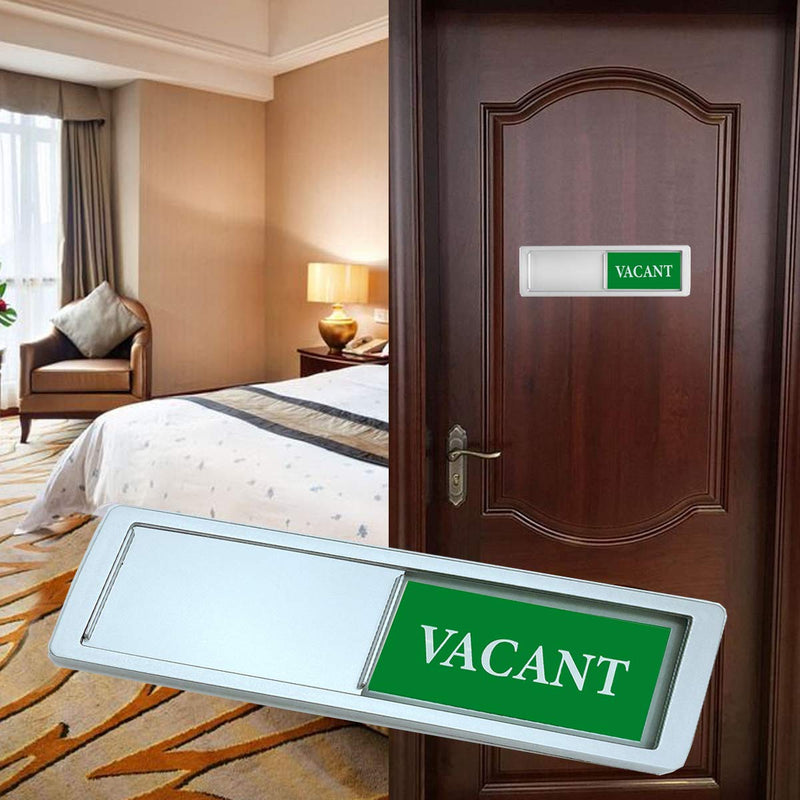  [AUSTRALIA] - QINIZX Privacy Sign, Vacant Occupied Sign for Home Bathroom Office Restroom Conference Hotles Hospital, Non-Scratch Magnetic Slider Door Indicator Tells Whether Room Vacant or Occupied, 7"x 2" (Silver) Silver