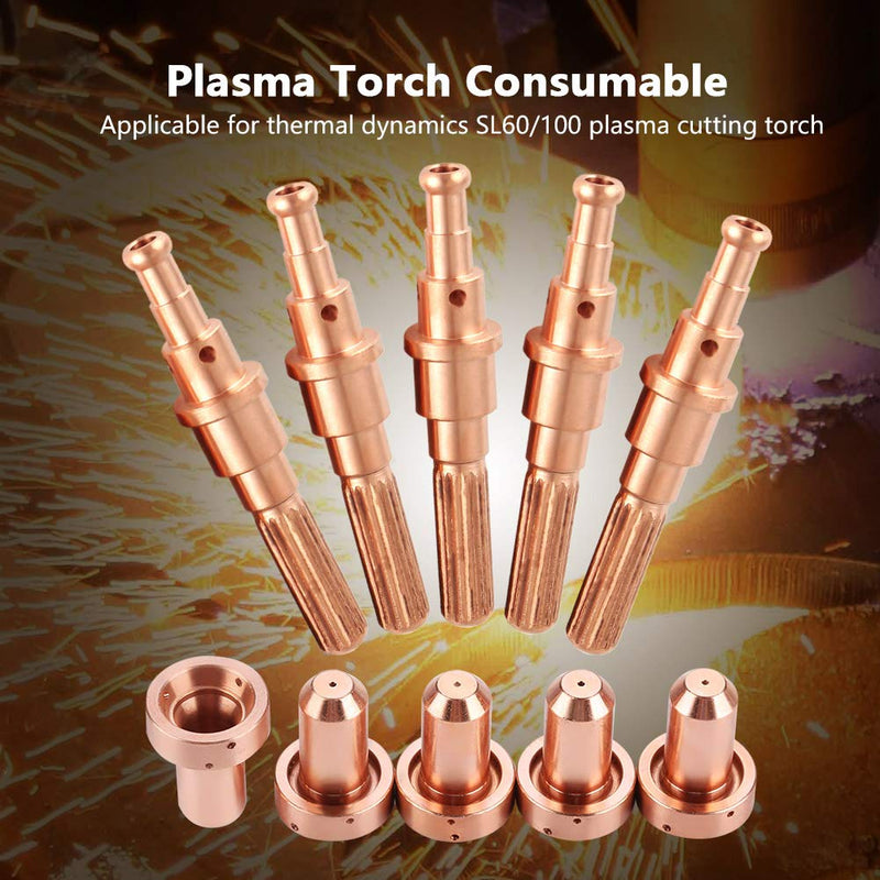  [AUSTRALIA] - 5Pcs Plasma Cutter Nozzle Tips 9-8215 for SL60/100 Plasma Torch,Plasma Electrode Tips9-8210,Plasma Torch Nozzle Tip Consumable Replacement