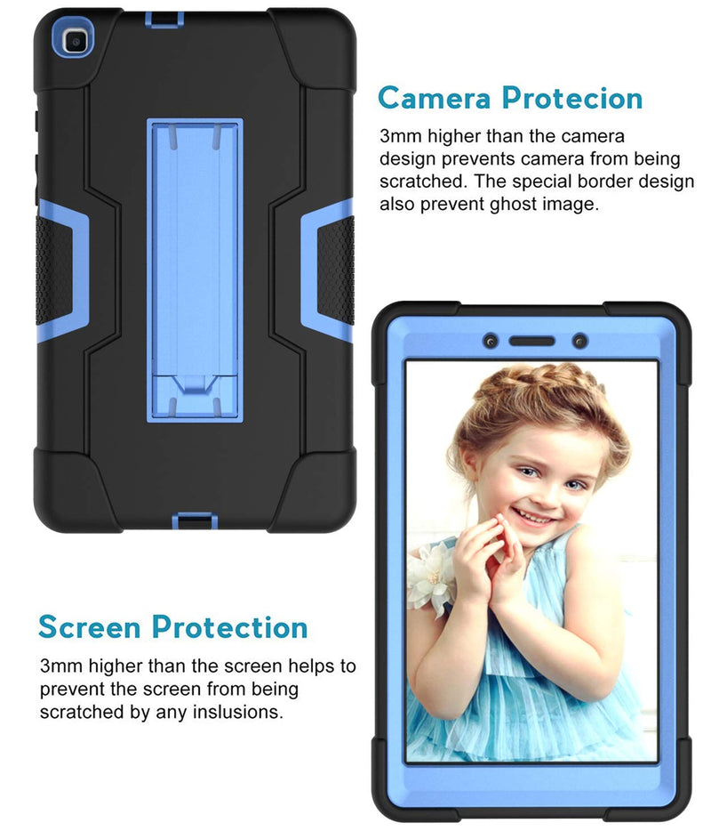  [AUSTRALIA] - Galaxy Tab A 8.0 Case 2019, Bingcok Heavy Duty Rugged Full-Body Hybrid Shockproof Drop Protection Cover with Kickstand for Samsung Galaxy Tab A 8.0 2019 Model SM-T290 /SM- T295 (1-Black +Blue) 1-Black +Blue