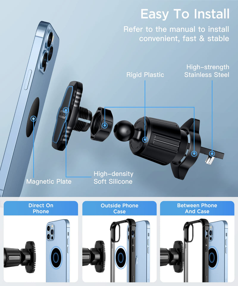  [AUSTRALIA] - MOBOSI Magnetic Phone Mount for Car, [Strong Magnets] Car Phone Holder [Upgraded Clip] Air Vent Mount [360° Rotation] Phone Car Holder Mount Compatible with iPhone 13 12 Pro X XS Max & All Phones