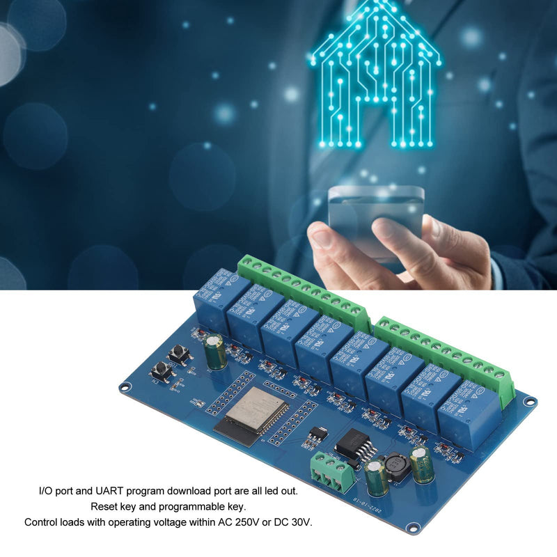  [AUSTRALIA] - Fafeicy 8 Channel Relay Module, 8 Channel Relay Module, ESP32 WiFi Wireless Control BLE Development Board, ESP32-WROOM-32E DC, Surfboard Prototyping Boards