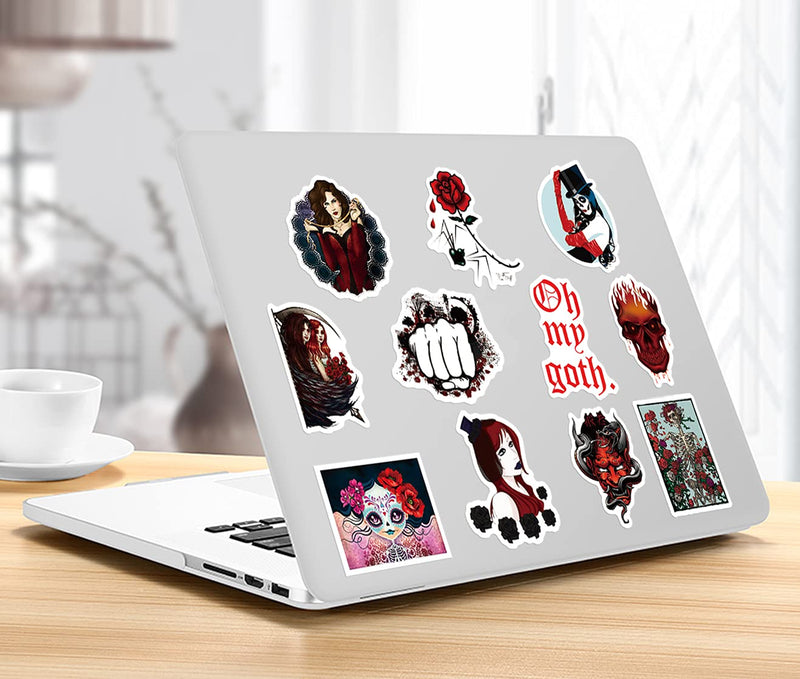 50pcs Gothic Stickers Pack, Cool Horror Stickers for Teens Adults, Waterproof Punk Stickers Decals for Water Bottle Hydroflask Laptop Guitar, Dark Red Skull Stickers - LeoForward Australia