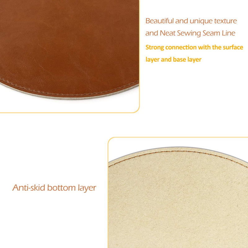 ProElife Premium Mouse Pad Mat Round PU Leather Mousepad for Home Office, for Magic Mouse/Surface Mouse and Wired/Wireless Bluetooth Mouse (Brown), Noiseless/Durable/Waterproof Surface PU leather-Brown - LeoForward Australia