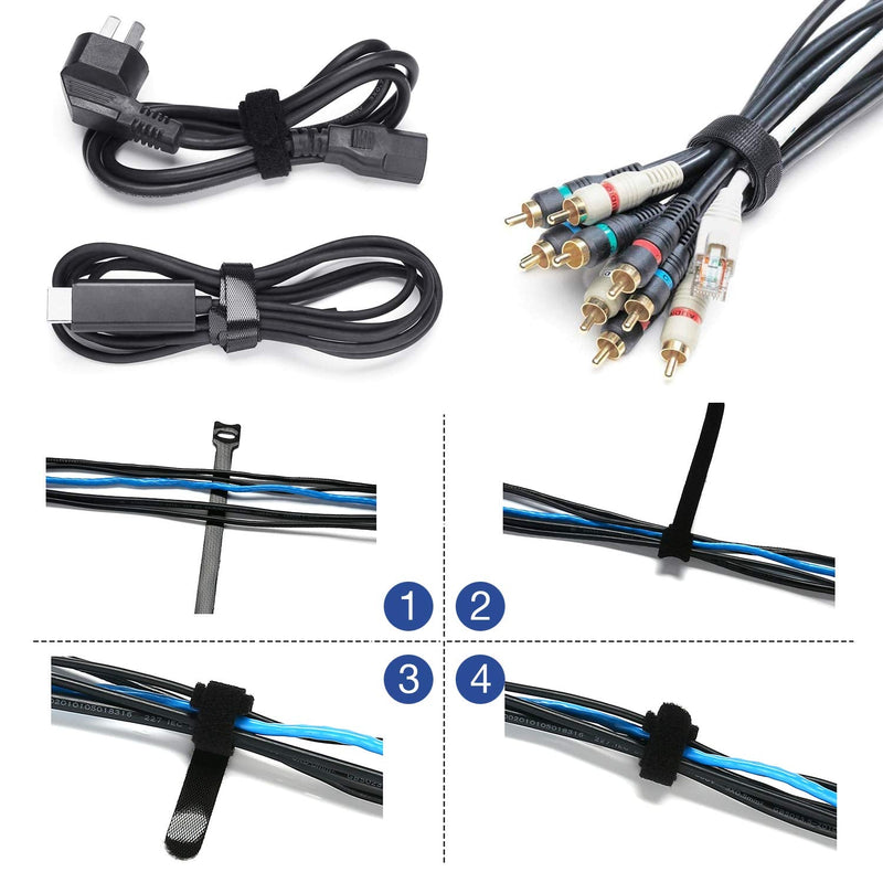  [AUSTRALIA] - JOTO 4 Pack Cable Management Sleeve + 10 Pieces Cable Ties Bundle with ProCase 10 Pieces Cable Ties