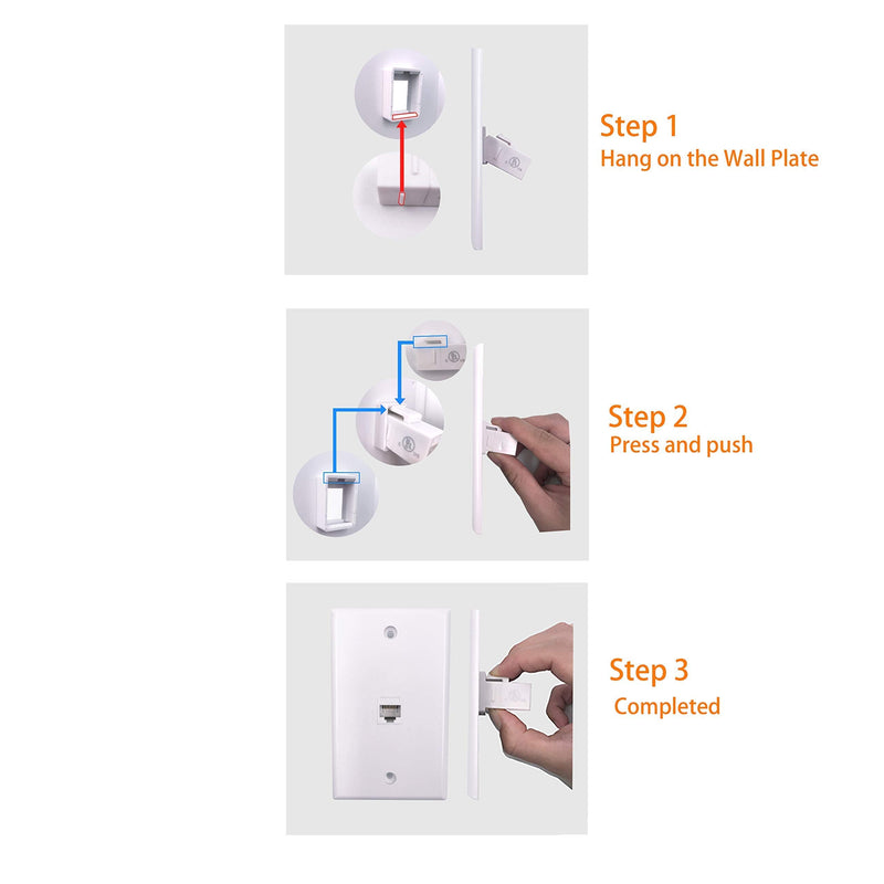  [AUSTRALIA] - VCE 2-Pack 1 Port Ethernet Wall Plate Bundle with RJ45 Cat6A Connectors 4-Pack, Tool-Free Reusable Shielded Ethernet Termination Plugs for 23AWG SFTP UTP Cable, 10G Easy Internet Plug