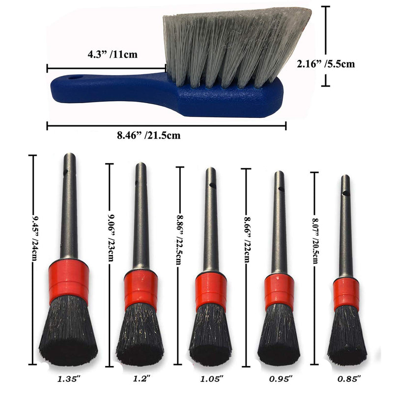  [AUSTRALIA] - 7Pcs Wheel & Tire Brush , car detailing kit , 17inch Long Soft Wheel Brush 5 car wash detail brush car wash kit for Cleans Dirty Tires & Releases Dirt and Road Grime, Short Handle for Easy Scrubbing Red