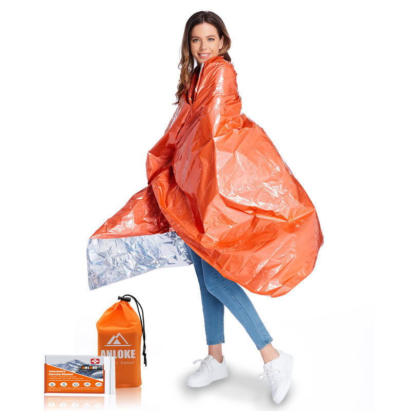  [AUSTRALIA] - Emergency Blankets Mylar Thermal Blanket (5 Pack) of Gigantic Space Blanket 82*52 in. Survival Blankets Heavy Duty Camping Gear ,First Aid, Silver+Orange Orange -5 Pack
