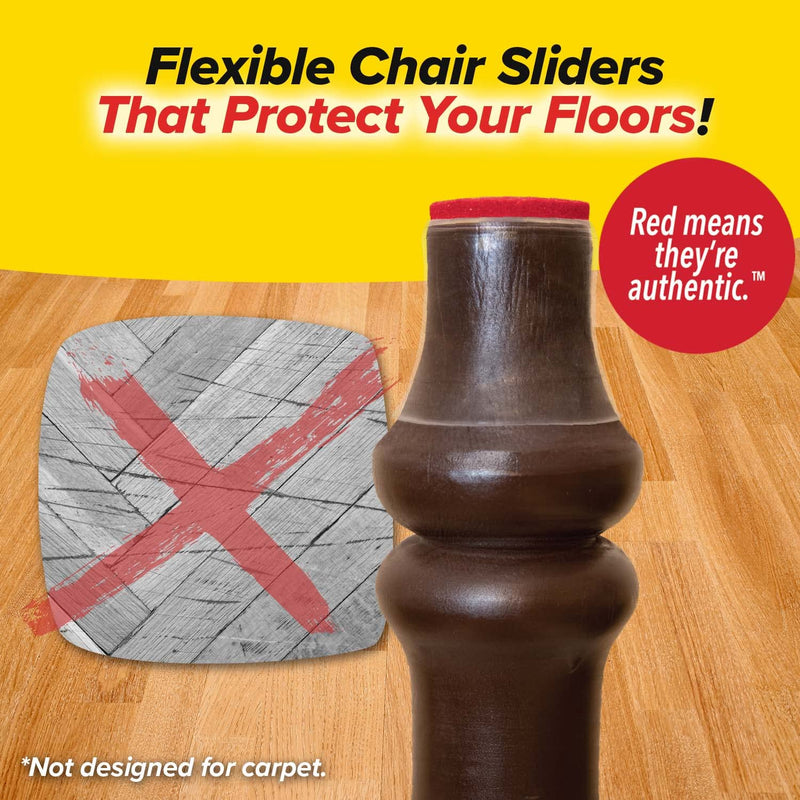  [AUSTRALIA] - Ruby Sliders As Seen On TV by BulbHead - Red Means They’re Authentic - Premium Chair Covers Protect Hardwood & Tile Floors from Scratching - Fits Most Furniture Leg Sizes & Shapes - 8 Pack Clear