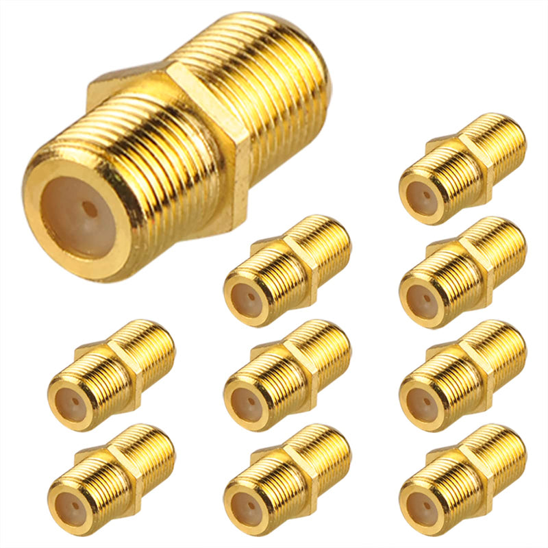  [AUSTRALIA] - VCE Coaxial Cable Connector 10 Pack, Gold-Plated Coax Female to Female Connector for RG6/RG59 Coaxial Cable Extend