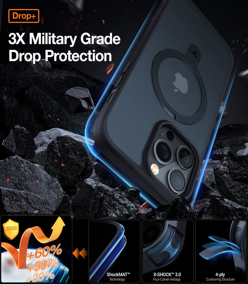  [AUSTRALIA] - TORRAS Magnetic for iPhone 14 Pro Max Case [Compatible with Magsafe] with Stand, [Military Grade Drop Protection] Shockproof Translucent Back Slim Protective Phone Case (2022), Black