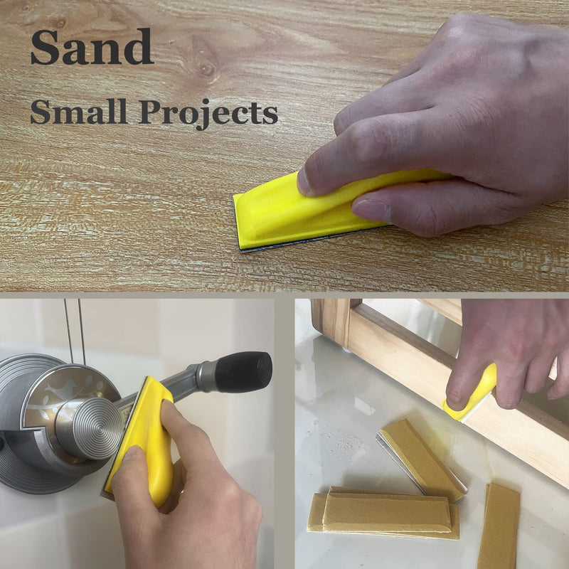  [AUSTRALIA] - Micro Detail Sander Sandpaper Tools for Woodworks, 3.5”x 1” Mini Sander Kit with 60PCS Hook and Loop Sanding Strips 60 80 120 180 240 320 Grit for Craft, Wood and Small Space Polish Sanding Works Grit 60-320
