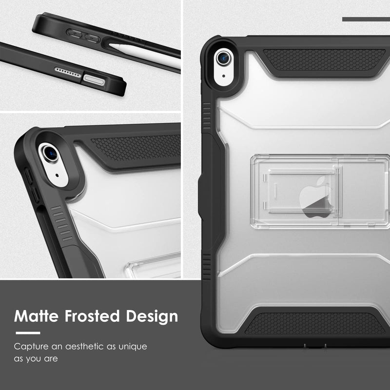  [AUSTRALIA] - DTTOCASE iPad 10th Generation Kickstand Protective Case 2022,iPad 10.9 Inch Cover with Matte Frosted Shockproof Back [Anti-Fingerprint,Anti-Scratch,Support Touch ID,Camera Protection]-Black Black