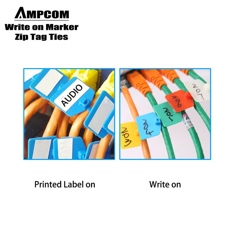  [AUSTRALIA] - AMPCOM Nylon Cable Zip Ties with Marker, Self-Locking Written-on Cable Mark Ties 4.72 in - 5 Colors/ 100PCS