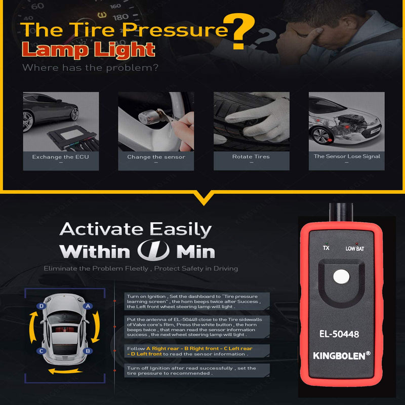 KINGBOLEN Red EL-50448 Automotive Tire Pressure Monitor Sensor TPMS Reset Relearn Activation Tool for GM Series Vehicle - LeoForward Australia