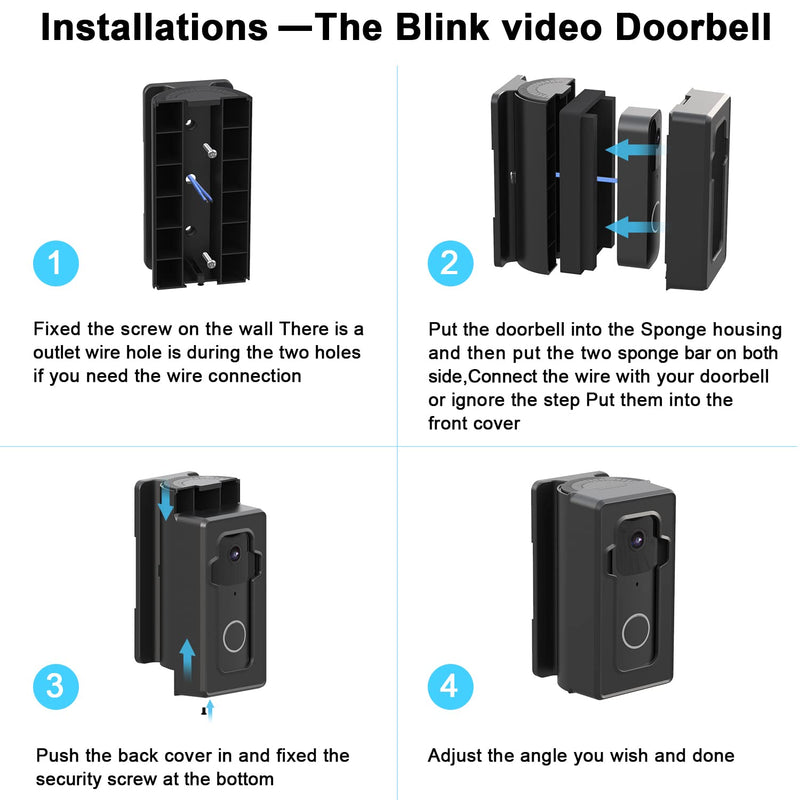  [AUSTRALIA] - BFYTN Anti-Theft Blink Video Doorbell Mount,adjustable angle (30 to 140 degree) Mounting Bracket Compatible with Blink Video Doorbell accessories