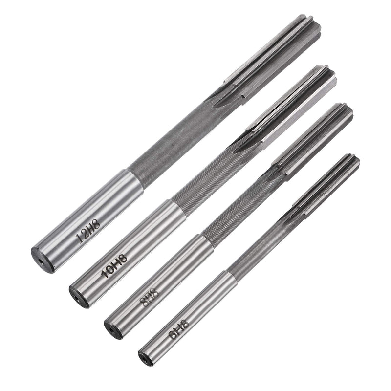  [AUSTRALIA] - uxcell Chucking Reamer Set Lathe Machine Reamer Straight Flute Milling Cutter High Speed Steel H8 Tolerance (6mm 8mm 10mm 12mm) 4pcs