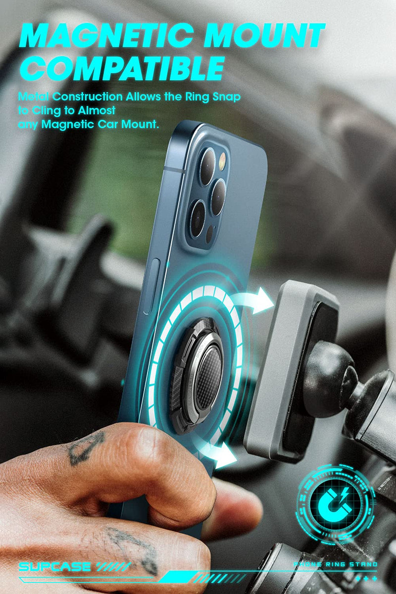  [AUSTRALIA] - SUPCASE Cell Phone Ring Holder, 360° Rotation & 180° Flip Universal Phone Ring Stand with Metal Phone Grip Compatible for Magnetic Car Mount (Black) Black