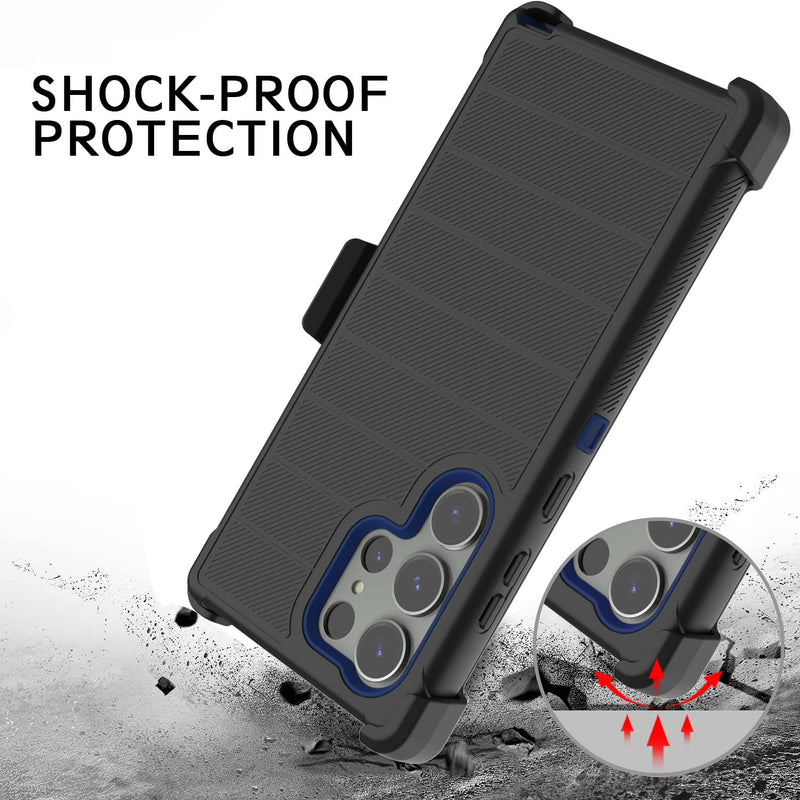  [AUSTRALIA] - Leptech for Samsung Galaxy S23 Ultra Case, [Holster Series] Belt Clip Hard Tough Full Heavy Duty Rugged Military Shockproof Armor Cell Phone Case Cover (Black) Black