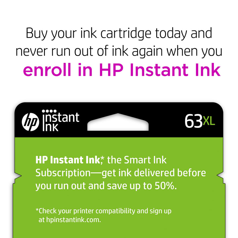  [AUSTRALIA] - HP 63XL Black High-yield Ink Cartridge | Works with HP DeskJet 1112, 2130, 3630 Series; HP ENVY 4510, 4520 Series; HP OfficeJet 3830, 4650, 5200 Series | Eligible for Instant Ink | F6U64AN