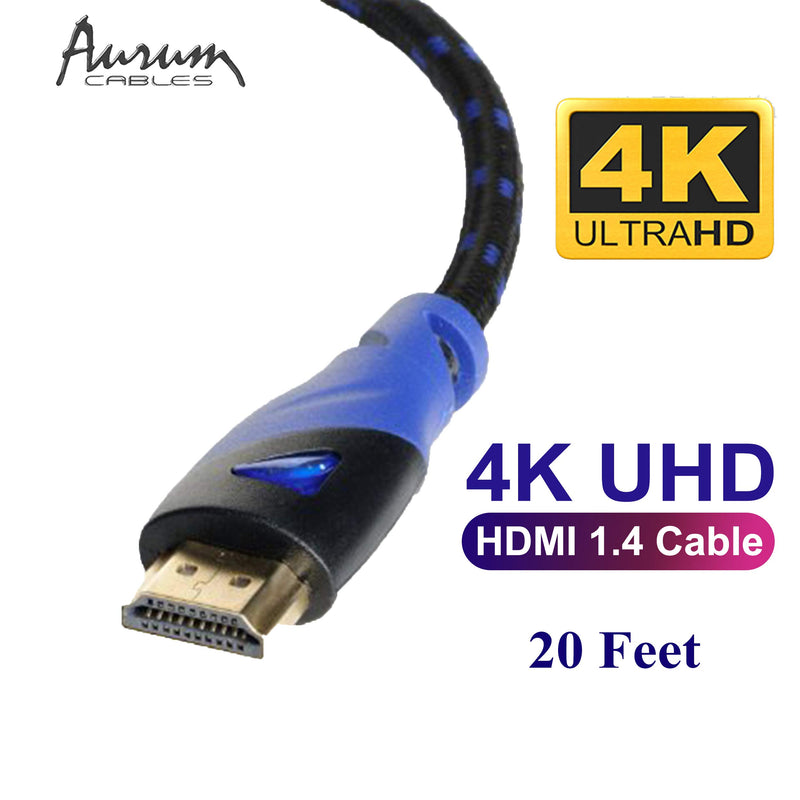 Aurum Ultra Series - High Speed HDMI Cable with Ethernet 20 Ft - Supports 3D & ARC [Latest Version] - 20 Feet 1 Pk - LeoForward Australia