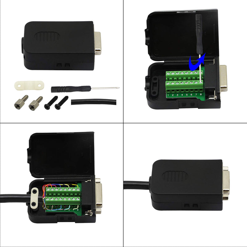 CERRXIAN DB15 Breakout Connector, DB15 D-SUB Female Solderless Serial to DB15 Screw Wiring Terminal Signal Module Breakout PCB Board with Plastic Case & Screws Nuts (Black) (FN) DB15 Female Nut - LeoForward Australia