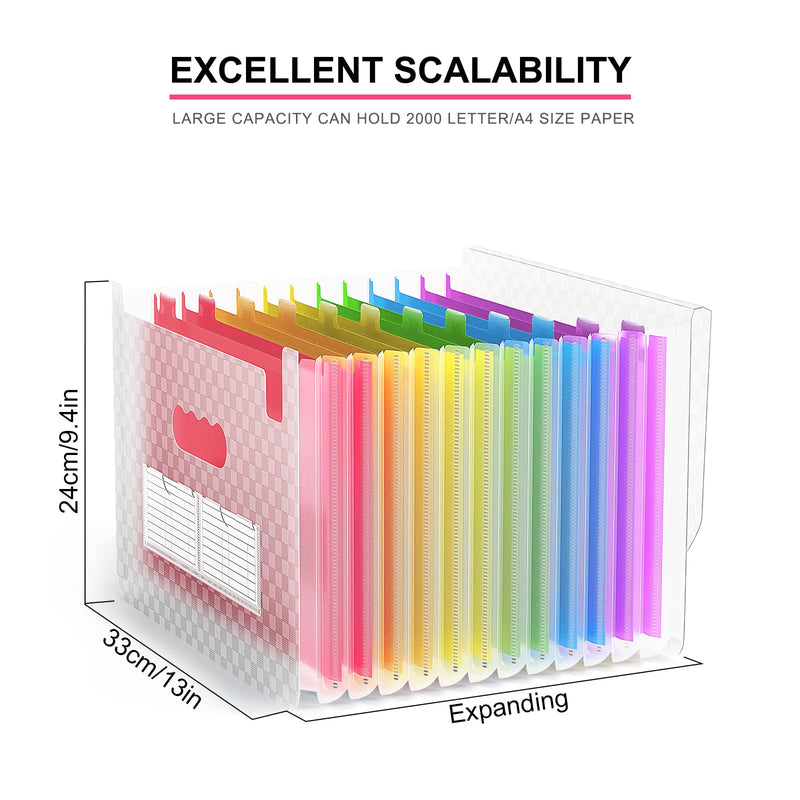  [AUSTRALIA] - ABC life Accordian File Folder Organizer Letter Size Expanding File Folder 13 Pockets, A4 Portable Document Paper School Organizer, Expandable Multicolor Accordion Filing Folders with 2 Labels(Pink) Pink