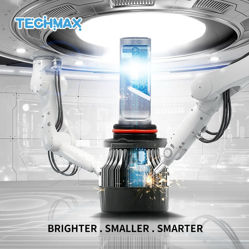  [AUSTRALIA] - TECHMAX Mini 9005 LED Headlight Bulbs,60W 10000Lm 4700Lux 6500K Cool White Extremely Bright 30mm Heatsink Base CREE Chips HB3 Conversion Kit of 2