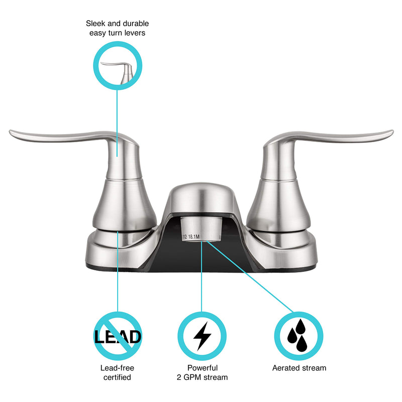  [AUSTRALIA] - Dura Faucet DF-PL700LH-SN RV Bathroom Faucet with Winged Levers (Satin Nickel)