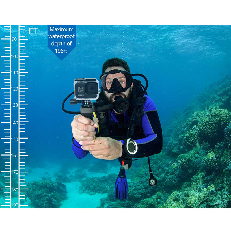  [AUSTRALIA] - Suptig Waterproof Case Protective Housing Compatible for GoPro Hero 8 Black Waterproof 196ft (60 Meters)