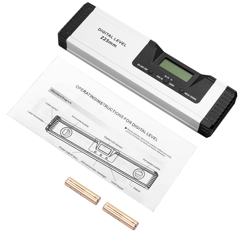  [AUSTRALIA] - Neoteck Spirit Level Digital LCD Spirit Level Magnetic 225 mm Aluminum Protractor with LCD Display, Audio Display, 4 Setting Modes Inclinometer