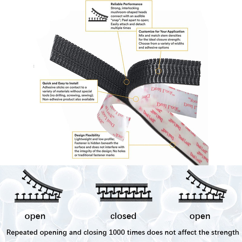  [AUSTRALIA] - Dual Lock SJ3550 1" X 8.2 Ft Reusable Fastener Heavy Duty Adhesive Hook Lock Sticky Black Mounting Tape Black Color for Indoor and Outdoor(3550A) 1" X 8.2Ft
