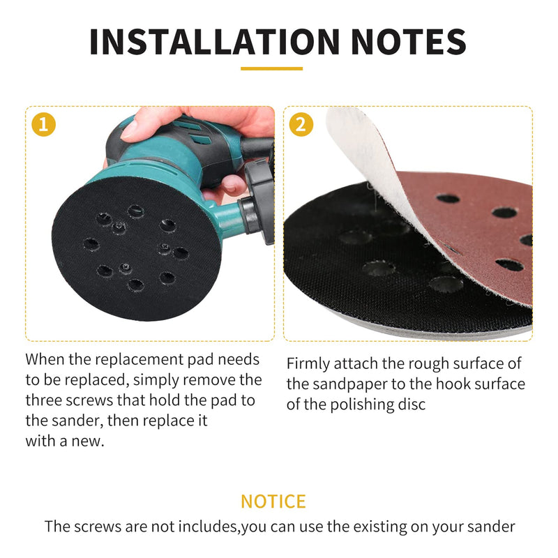  [AUSTRALIA] - Sander Pads for Dewalt 2-Pack, 5" 8-Hole Replacement Hook and Loop Sanding Disc Metal Back and Rubber Pads Compatible with DeWalt DW420, DW421, DW422, DW423, DW426, D26451