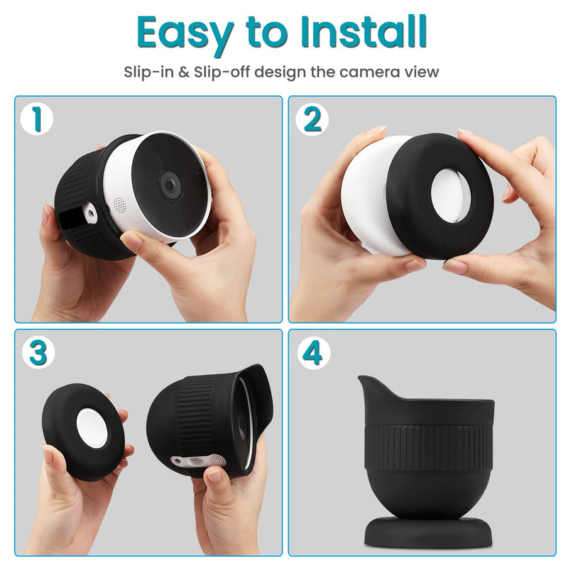  [AUSTRALIA] - Fintie Silicone Skins Cover Compatible with Nest Cam Outdoor Or Indoor (Battery) 2021, Weather Protective Camouflaged Case for Nest Cam Battery Camera, Black